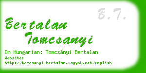 bertalan tomcsanyi business card